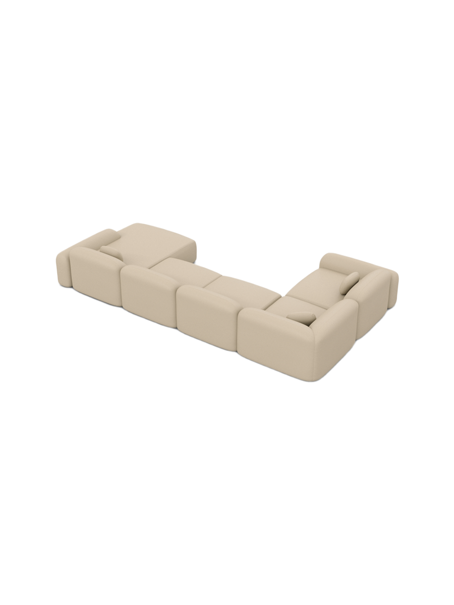 
6-Sitzer Design Echtleder Panorama-Sofa „Ravello XL“ - Echtleder Beige / Lange Seite links