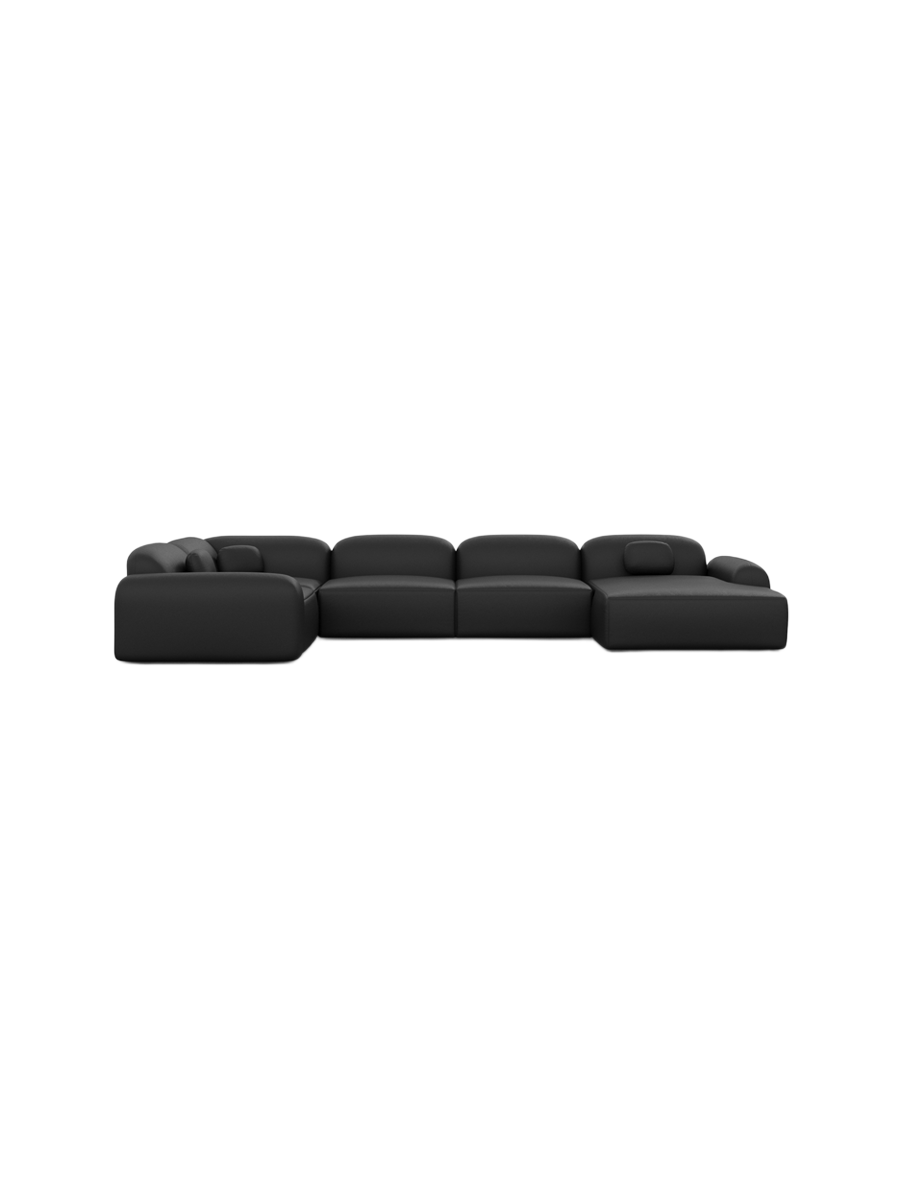 
6-Sitzer Design Echtleder Panorama-Sofa „Ravello XL“ - Echtleder Beige / Lange Seite links
