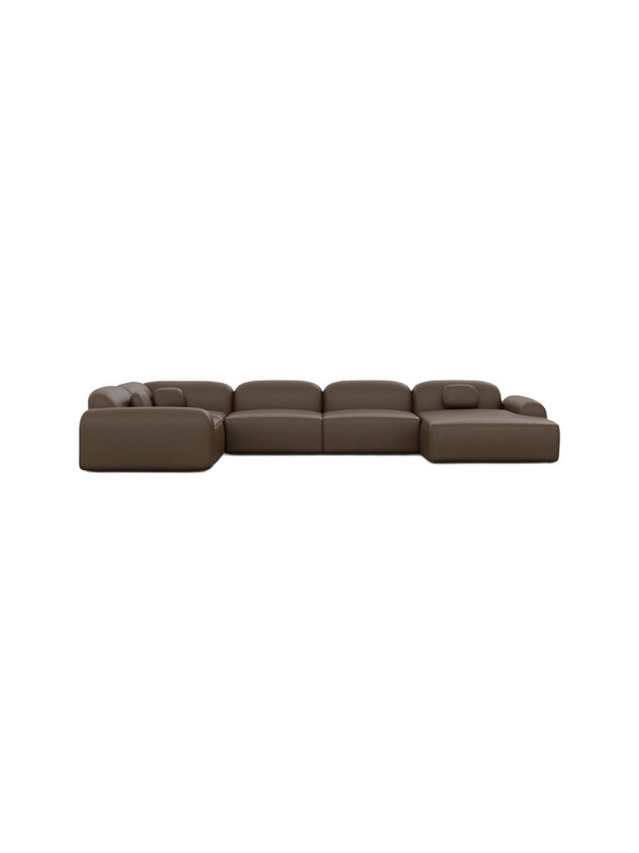 
6-Sitzer Design Echtleder Panorama-Sofa „Ravello XL“ - Echtleder Beige / Lange Seite links