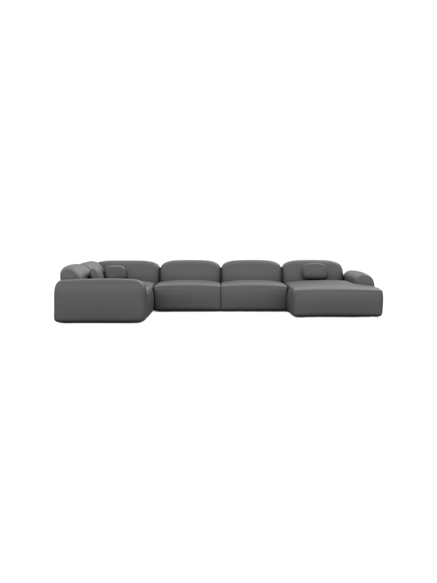 
6-Sitzer Design Echtleder Panorama-Sofa „Ravello XL“ - Echtleder Beige / Lange Seite links