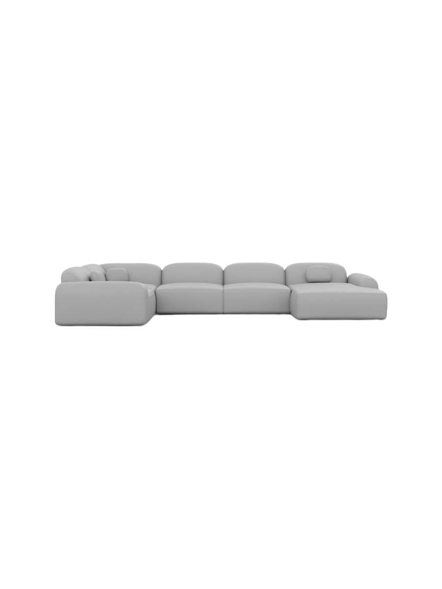 
6-Sitzer Design Echtleder Panorama-Sofa „Ravello XL“ - Echtleder Beige / Lange Seite links