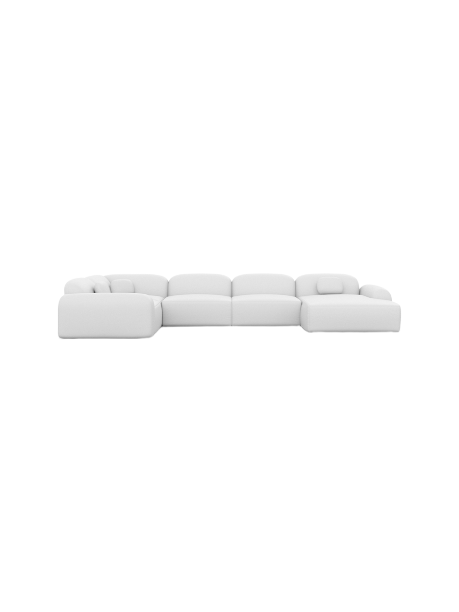 
6-Sitzer Design Echtleder Panorama-Sofa „Ravello XL“ - Echtleder Beige / Lange Seite links