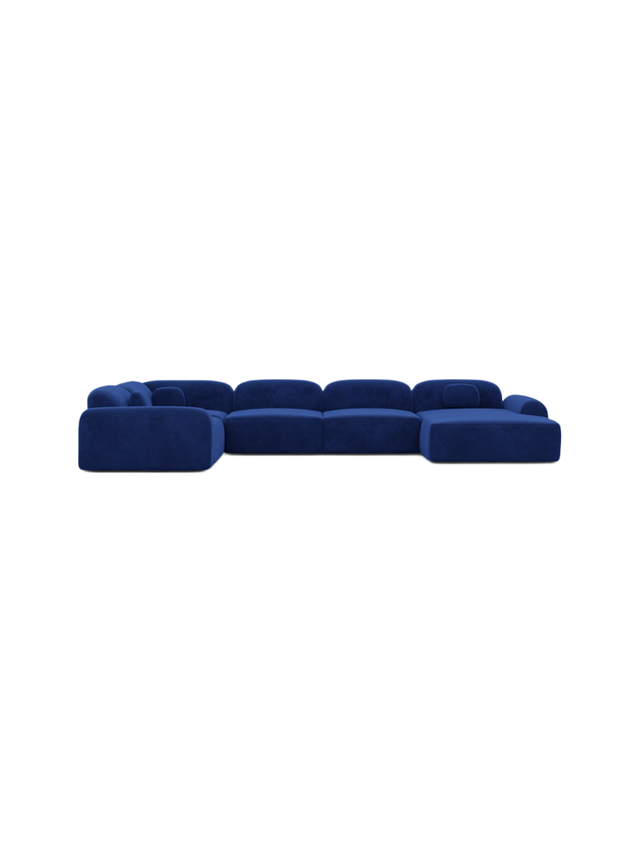 
6-Sitzer Design Panorama-Sofa „Ravello XL“ mit Samtbezug - Samtbezug Königsblau / Lange Seite links