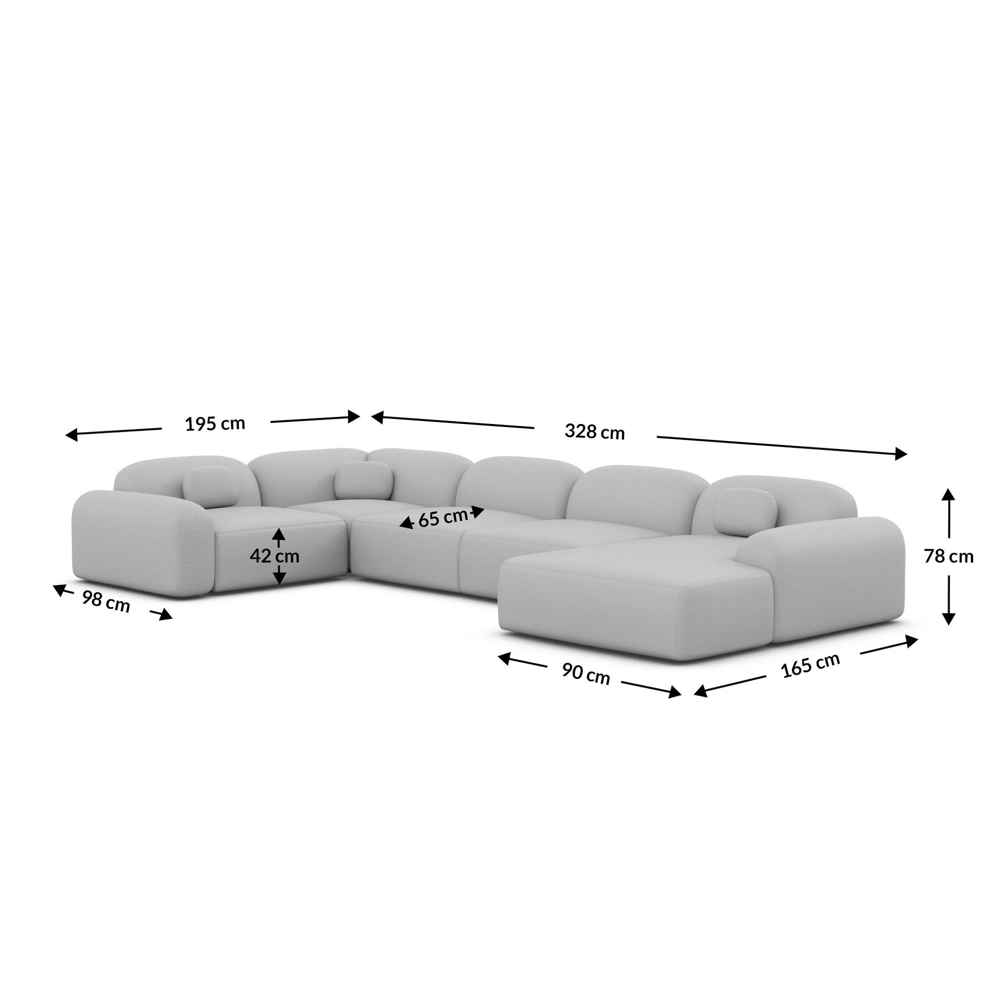 
6-Sitzer Design Panorama-Sofa „Ravello XL“ mit Samtbezug - Samtbezug Königsblau / Lange Seite links