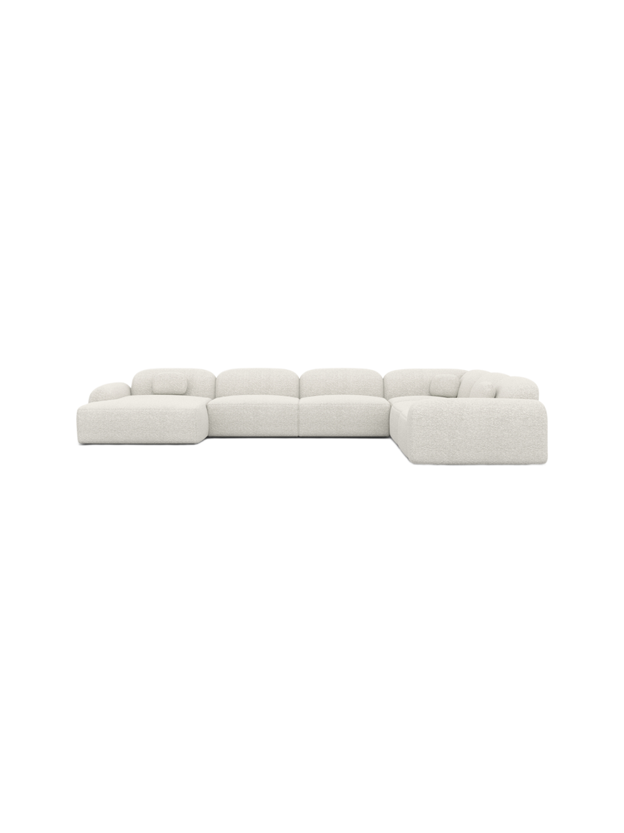 
7-Sitzer Design Panorama-Sofa „Ravello XXL“ mit Bouclé-Bezug - Bouclé White / Lange Seite links