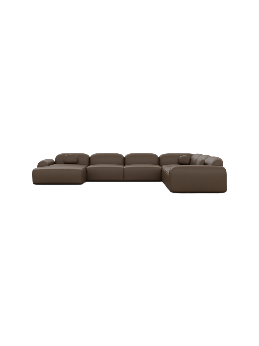 
7-Sitzer Design Echtleder Panorama-Sofa „Ravello XXL“ - Echtleder Beige / Lange Seite links