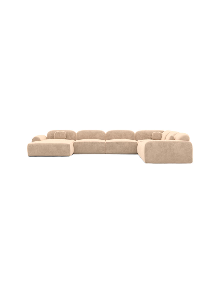 
7-Sitzer Design Panorama-Sofa „Ravello XXL“ mit Samtbezug - Samtbezug Königsblau / Lange Seite links