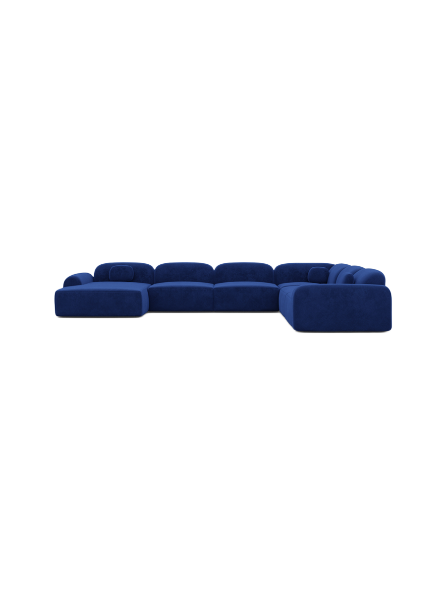 
7-Sitzer Design Panorama-Sofa „Ravello XXL“ mit Samtbezug - Samtbezug Königsblau / Lange Seite links