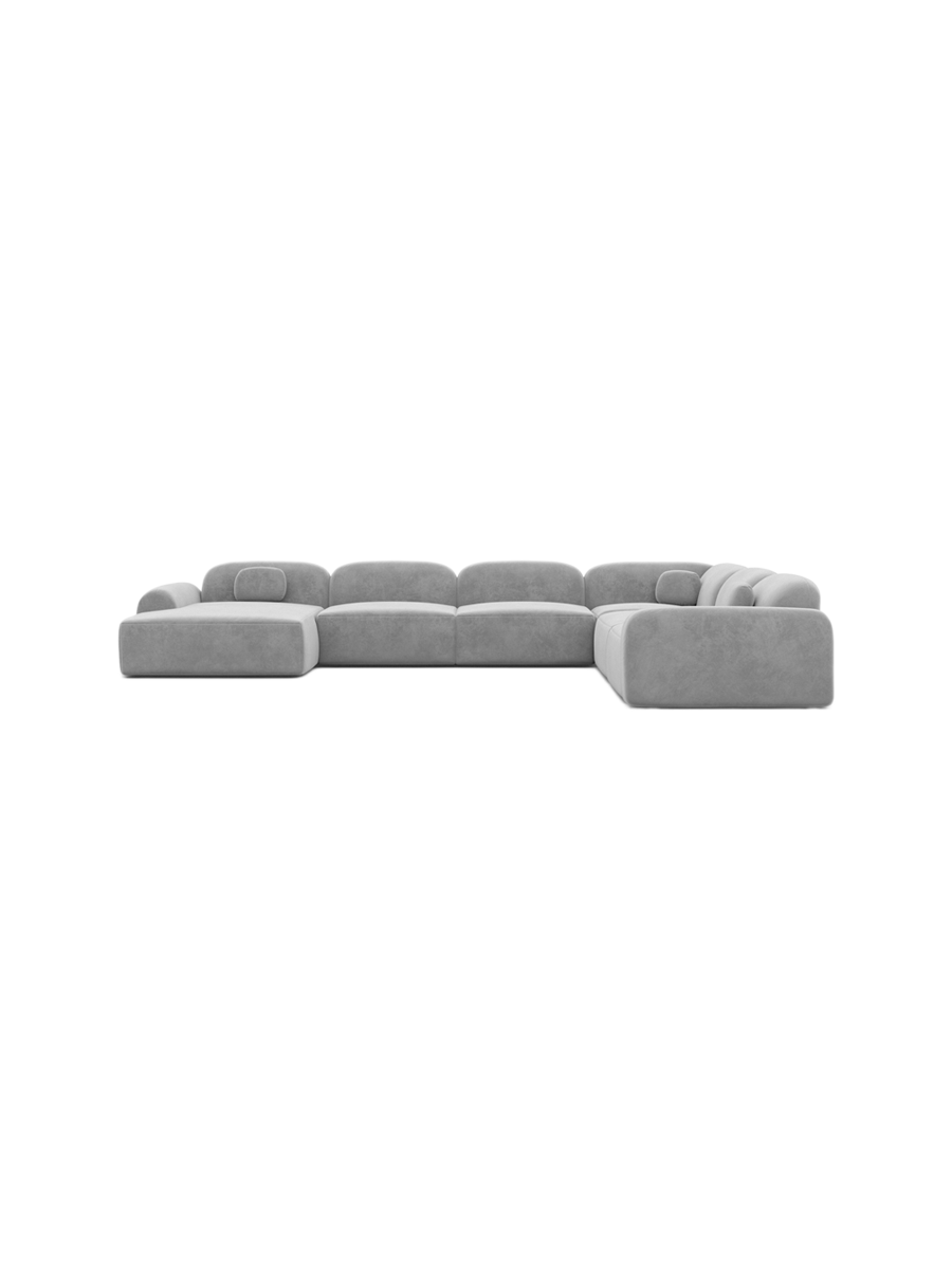 
7-Sitzer Design Panorama-Sofa „Ravello XXL“ mit Samtbezug - Samtbezug Königsblau / Lange Seite links