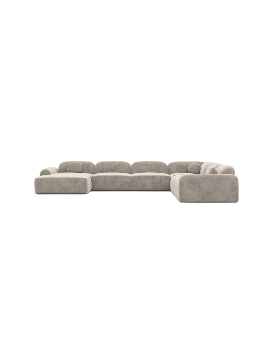 
7-Sitzer Design Panorama-Sofa „Ravello XXL“ mit Samtbezug - Samtbezug Königsblau / Lange Seite links
