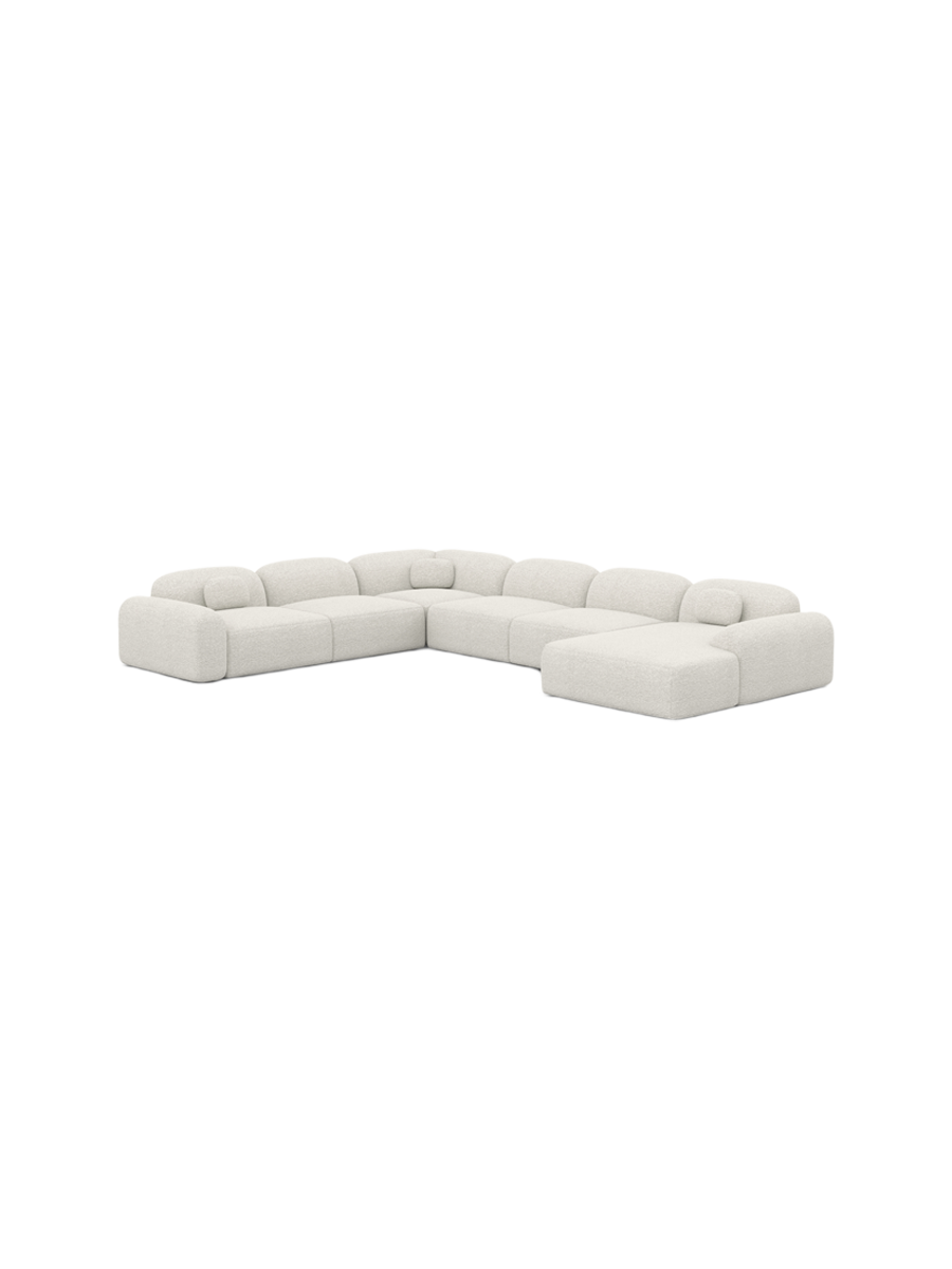 
7-Sitzer Design Panorama-Sofa „Ravello XXL“ mit Bouclé-Bezug - Bouclé White / Lange Seite links
