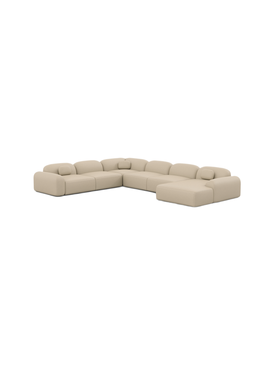 
7-Sitzer Design Echtleder Panorama-Sofa „Ravello XXL“ - Echtleder Beige / Lange Seite links