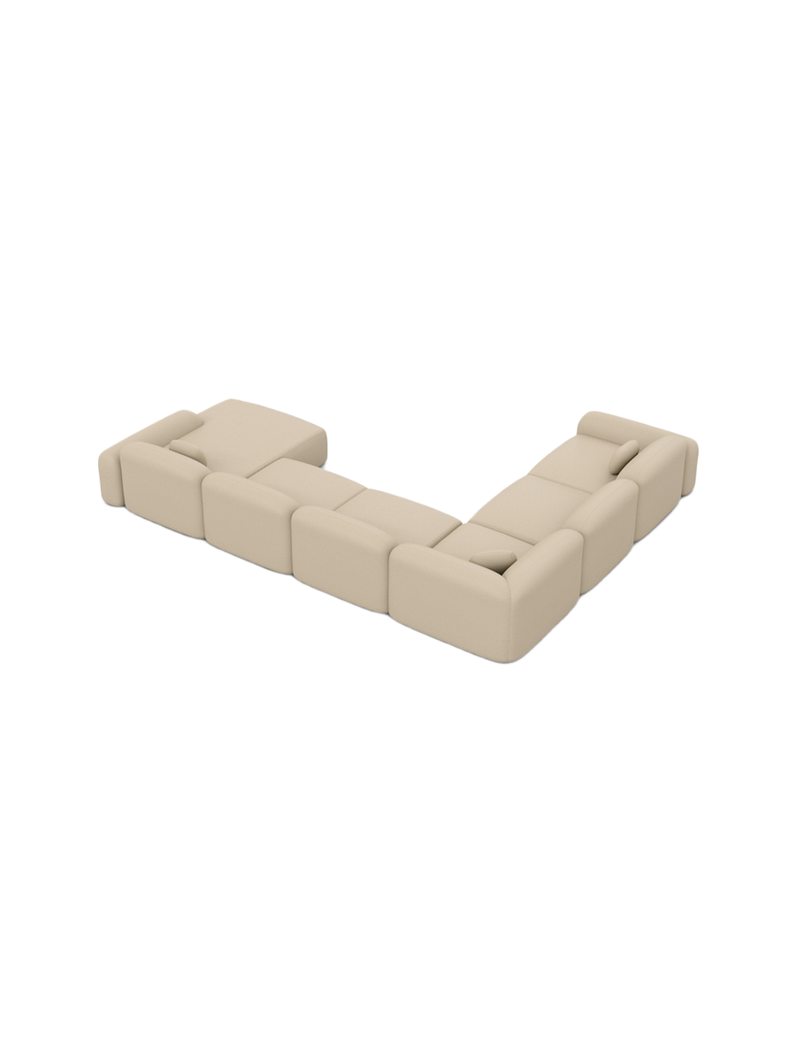
7-Sitzer Design Echtleder Panorama-Sofa „Ravello XXL“ - Echtleder Beige / Lange Seite links