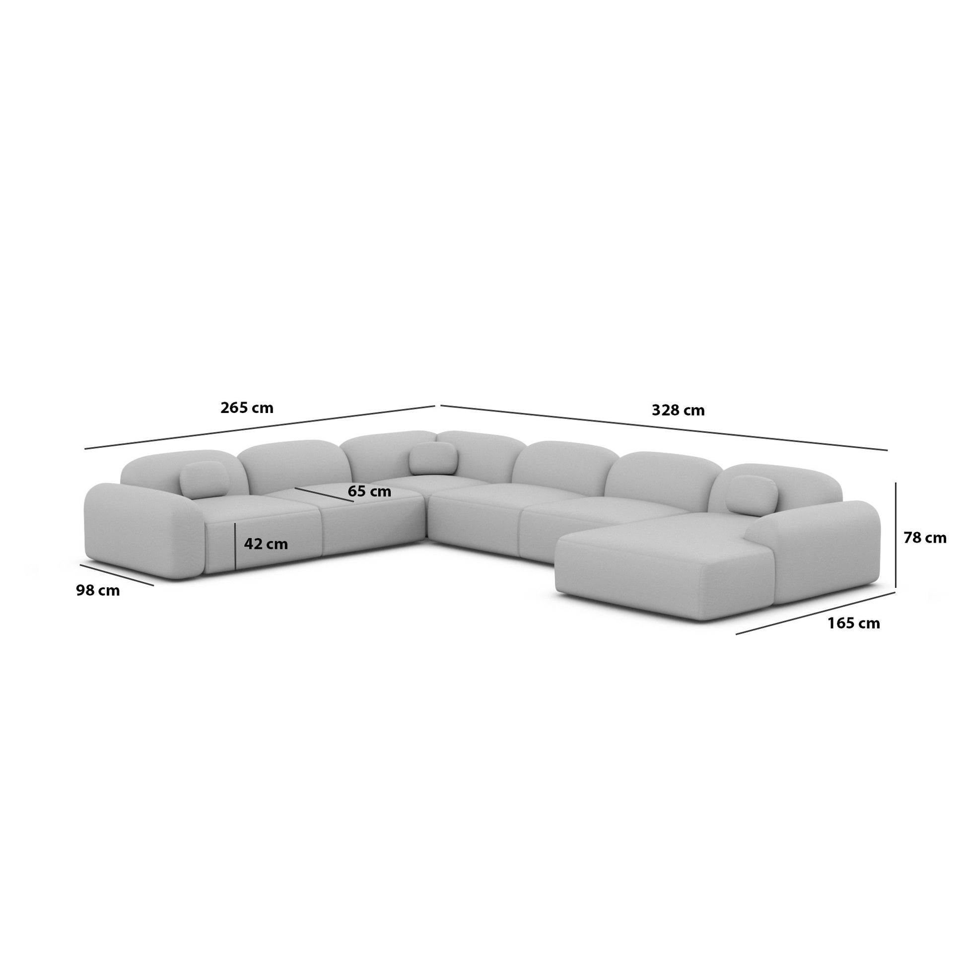 
7-Sitzer Design Echtleder Panorama-Sofa „Ravello XXL“ - Echtleder Beige / Lange Seite links