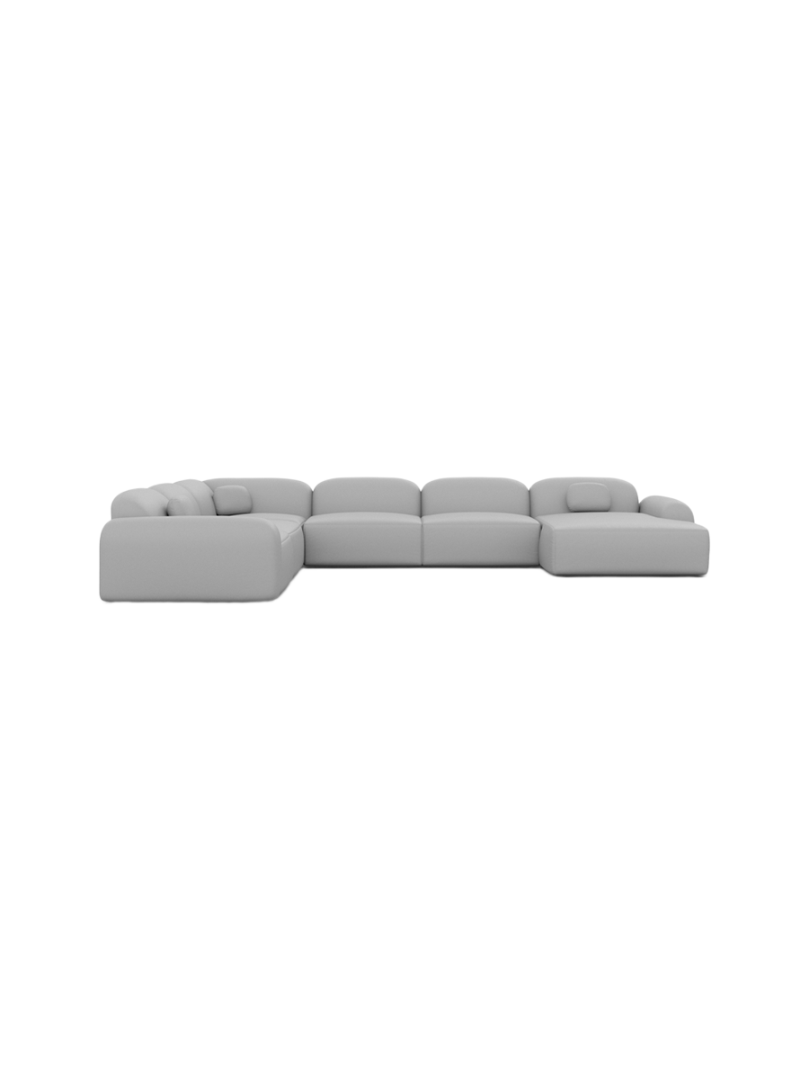 
7-Sitzer Design Echtleder Panorama-Sofa „Ravello XXL“ - Echtleder Beige / Lange Seite links