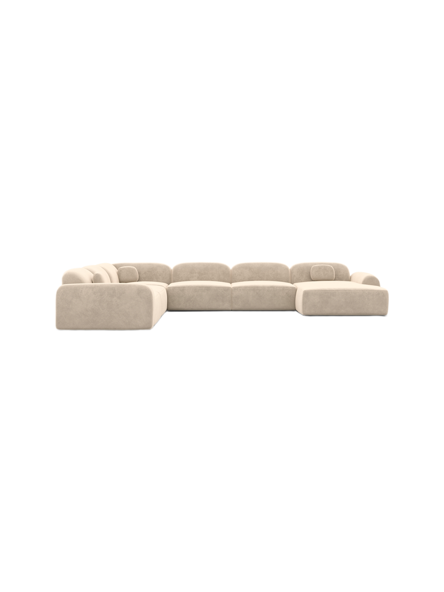 
7-Sitzer Design Panorama-Sofa „Ravello XXL“ mit Samtbezug - Samtbezug Königsblau / Lange Seite links