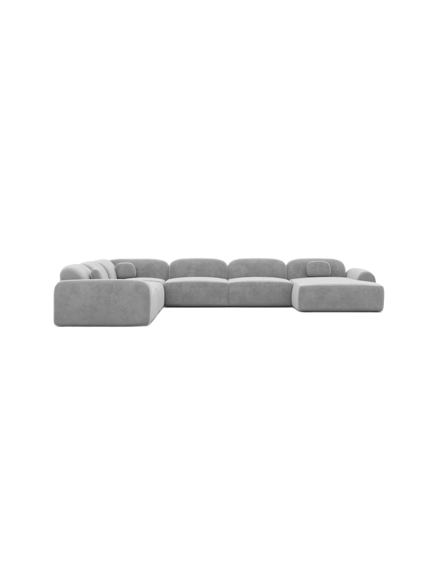
7-Sitzer Design Panorama-Sofa „Ravello XXL“ mit Samtbezug - Samtbezug Königsblau / Lange Seite links