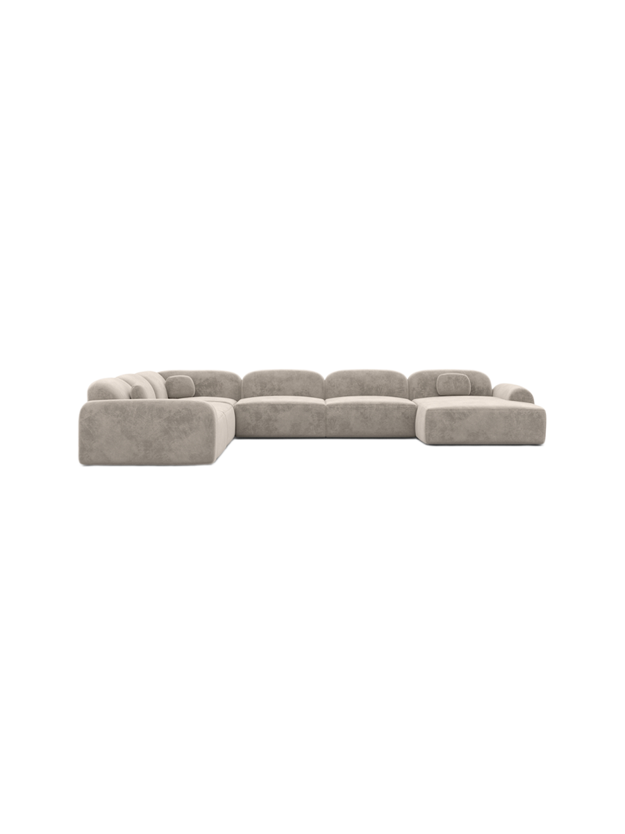 
7-Sitzer Design Panorama-Sofa „Ravello XXL“ mit Samtbezug - Samtbezug Königsblau / Lange Seite links