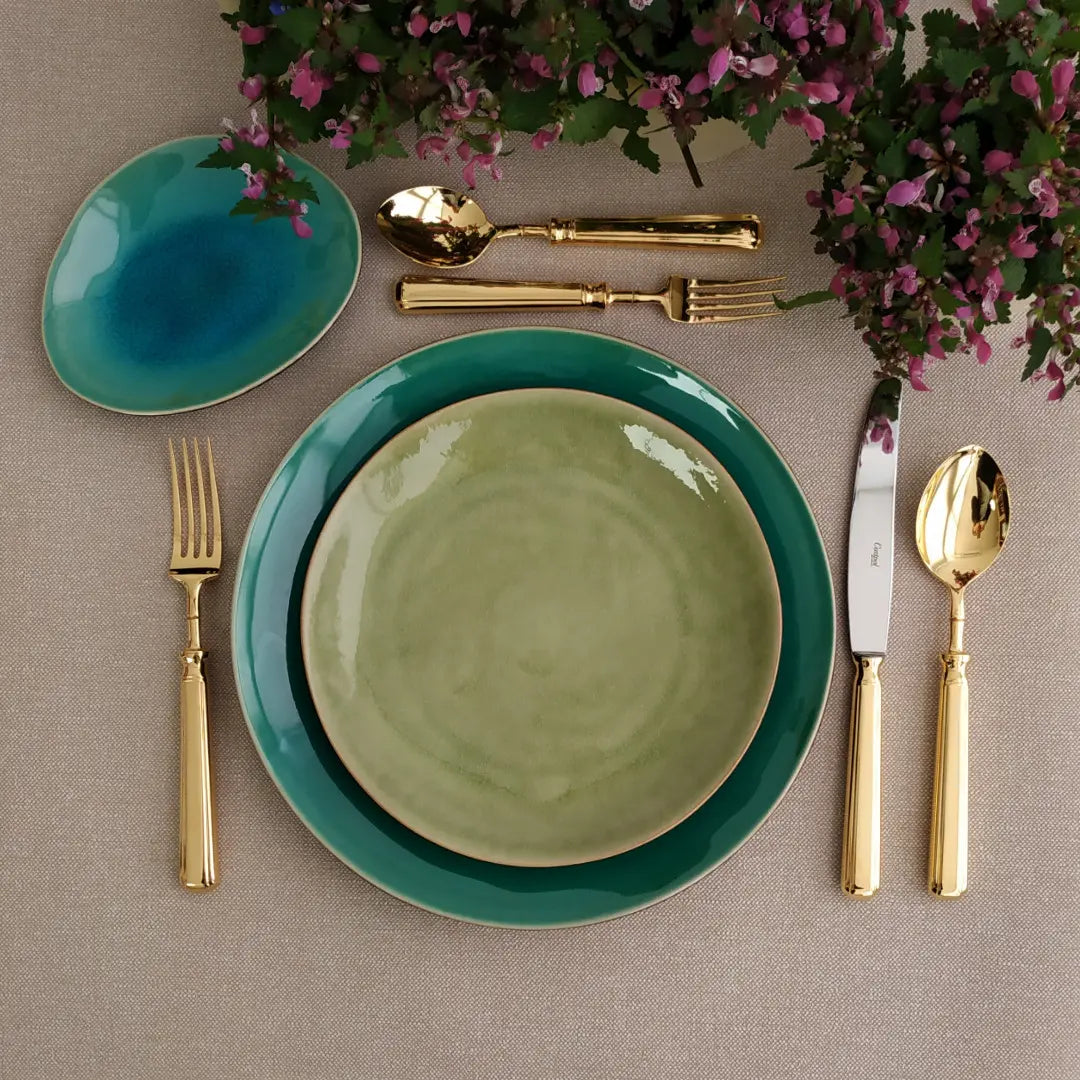 
Assiette à salade et à dessert «Riviera», fabriquée à la main - Vert Frais