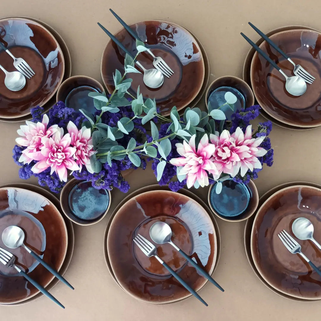 
Handmade Dinner Plate "Riviera" - Earth