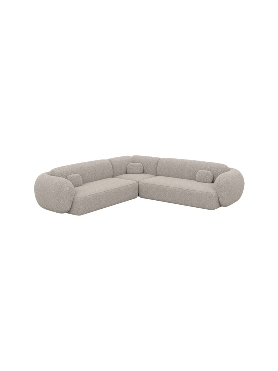 
Canapé d’angle design 5 places « Avella » avec revêtement bouclé - Bouclé Toffee