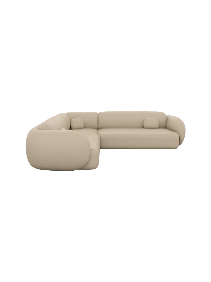 
5-Sitzer Design Echtleder Ecksofa „Avella“ - Echtleder Beige