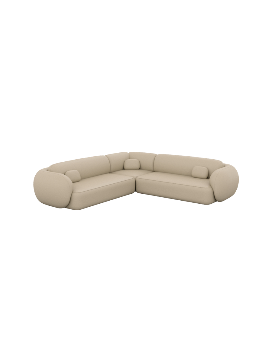 
5-Sitzer Design Echtleder Ecksofa „Avella“ - Echtleder Beige