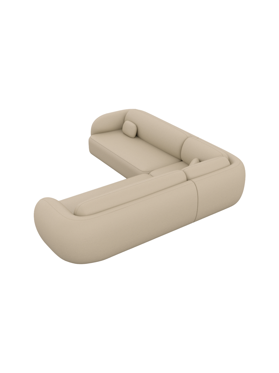 
5-Sitzer Design Echtleder Ecksofa „Avella“ - Echtleder Beige