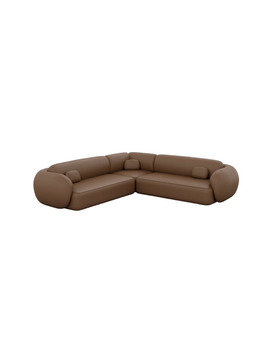 
Canapé d’angle design 5 places en cuir véritable « Avella » - Cuir véritable Choco Brown
