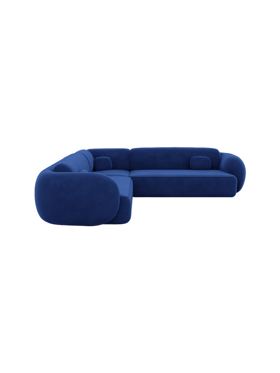
5-Sitzer Design Ecksofa „Avella“ mit Samtbezug - Samtbezug Königsblau