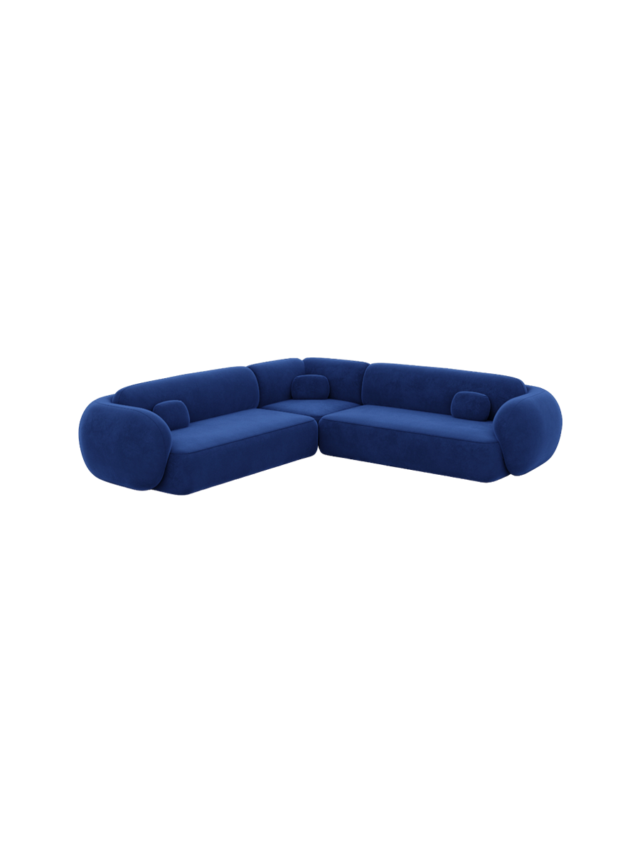 
5-Sitzer Design Ecksofa „Avella“ mit Samtbezug - Samtbezug Königsblau