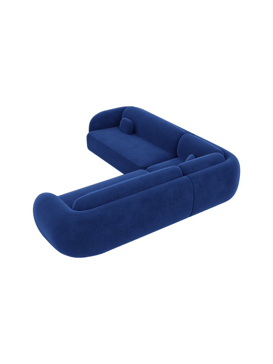 
5-Sitzer Design Ecksofa „Avella“ mit Samtbezug - Samtbezug Königsblau