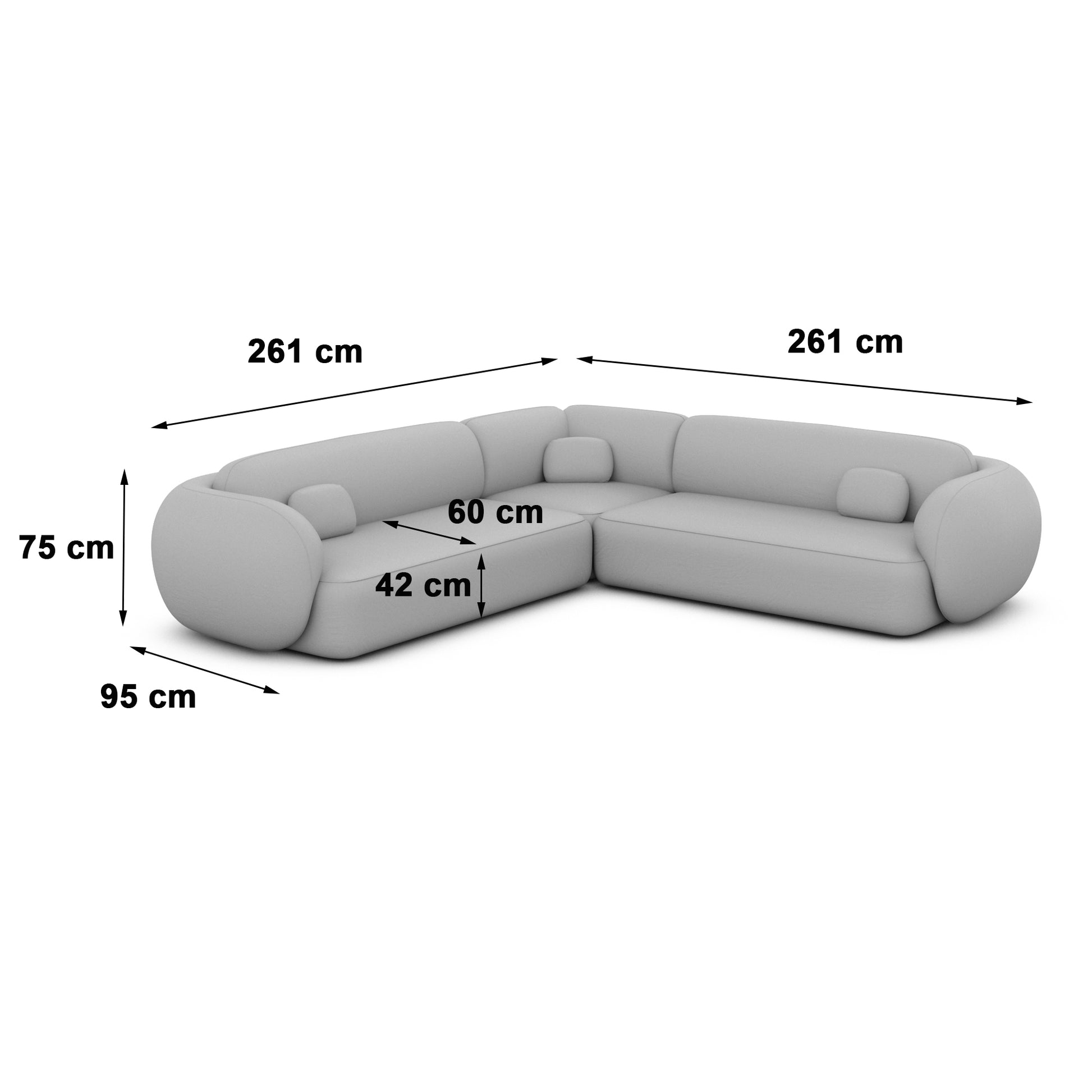 
5-Sitzer Design Ecksofa „Avella“ mit Samtbezug - Samtbezug Königsblau