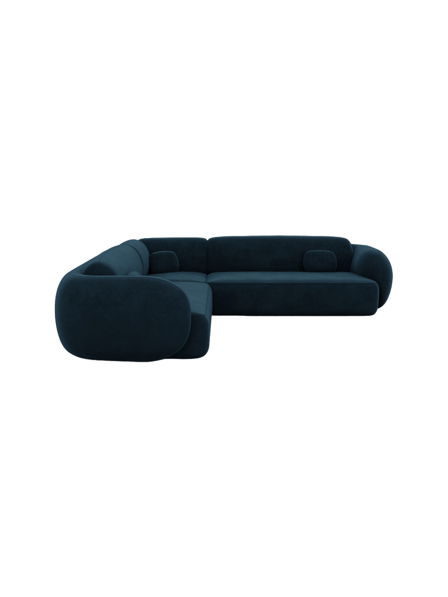 
5-Sitzer Design Ecksofa „Avella“ mit Samtbezug - Samtbezug Königsblau