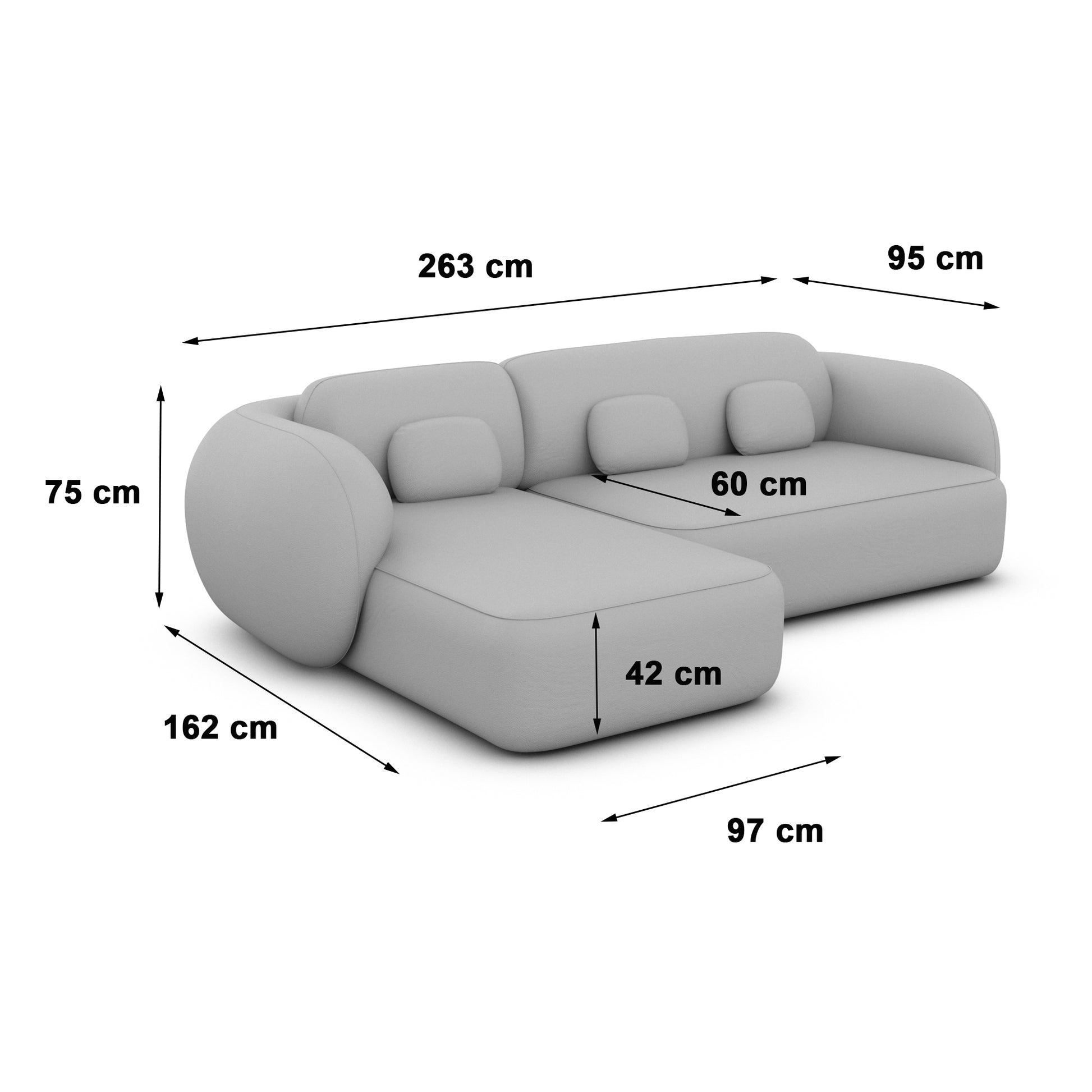 
4-Sitzer Design Ecksofa „Avella“ mit Strukturstoff-Bezug - Strukturstoff Anthrazit / Eckteil links