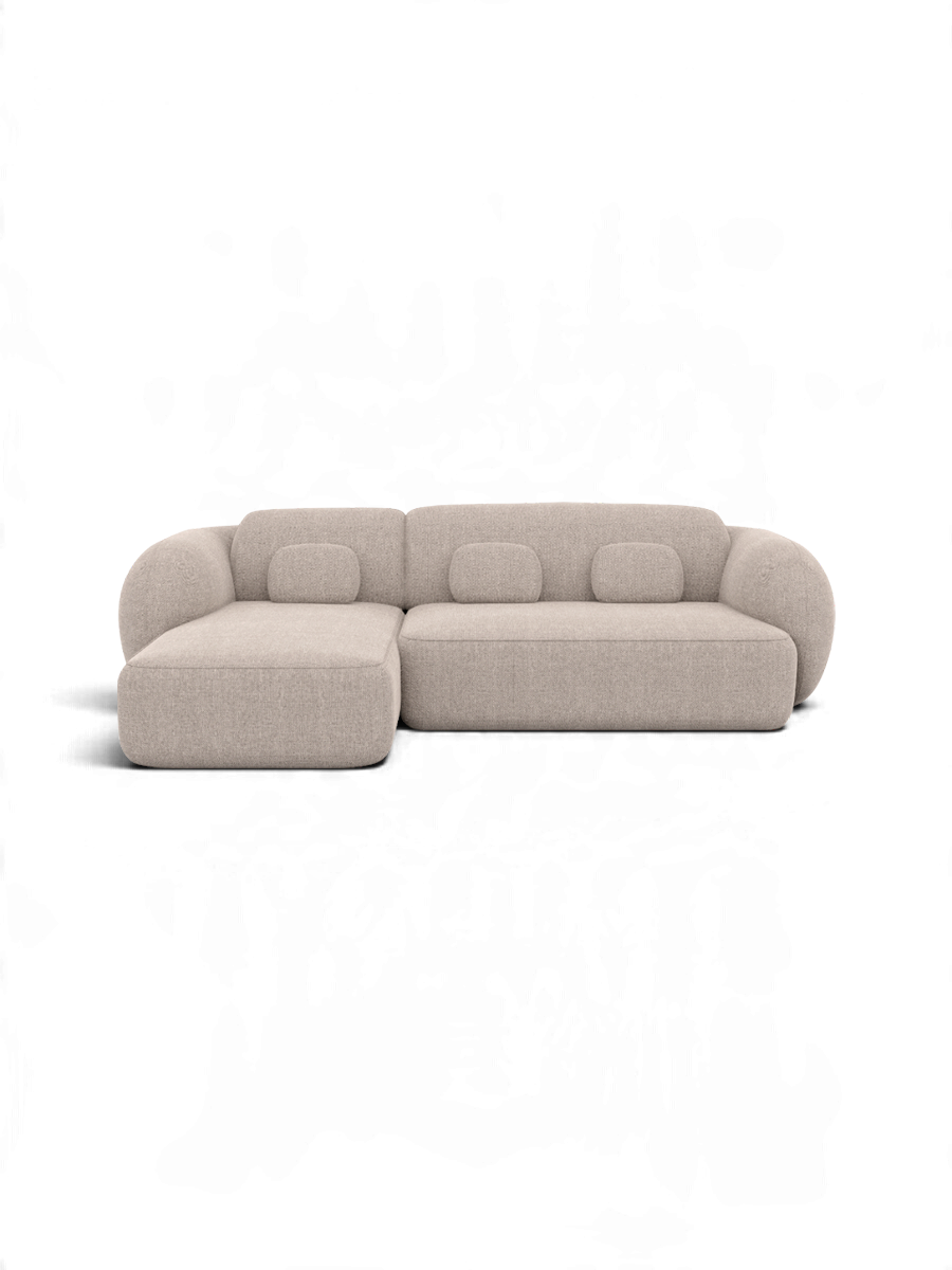 
Divano angolare di design a 4 posti «Avella» con rivestimento in tessuto strutturato - Tessuto strutturato Beige / Elemento angolare sinistro