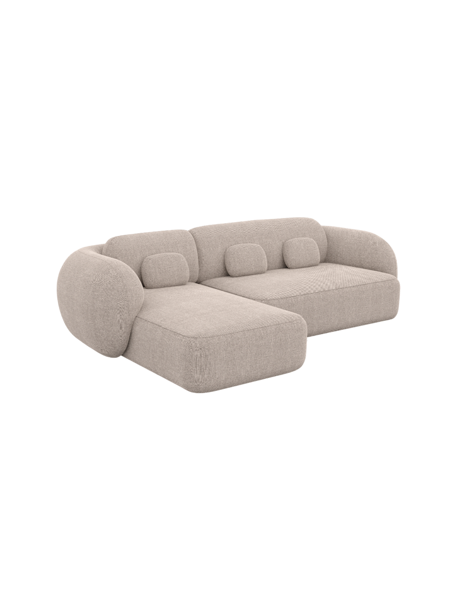 
Divano angolare di design a 4 posti «Avella» con rivestimento in tessuto strutturato - Tessuto strutturato Beige / Elemento angolare sinistro