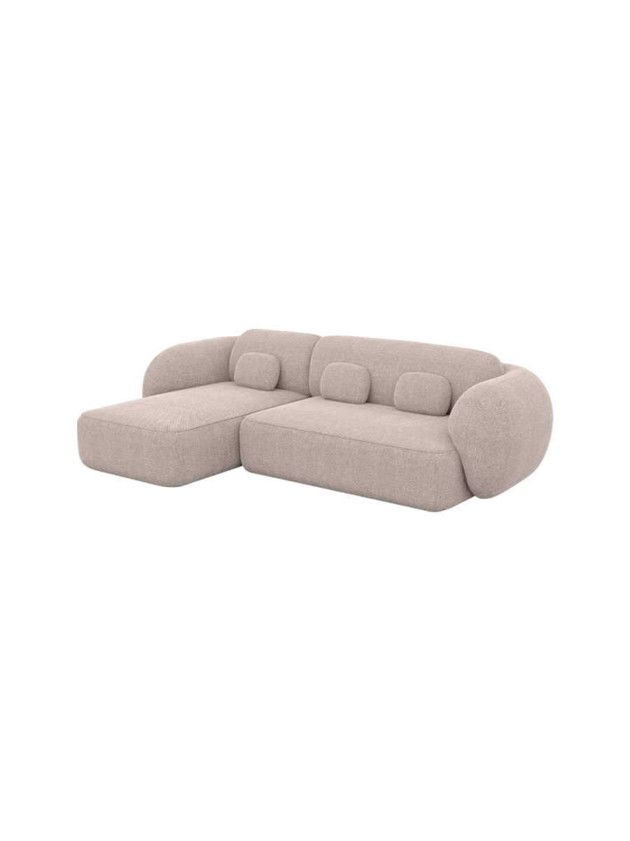 
Divano angolare di design a 4 posti «Avella» con rivestimento in tessuto strutturato - Tessuto strutturato Beige / Elemento angolare sinistro