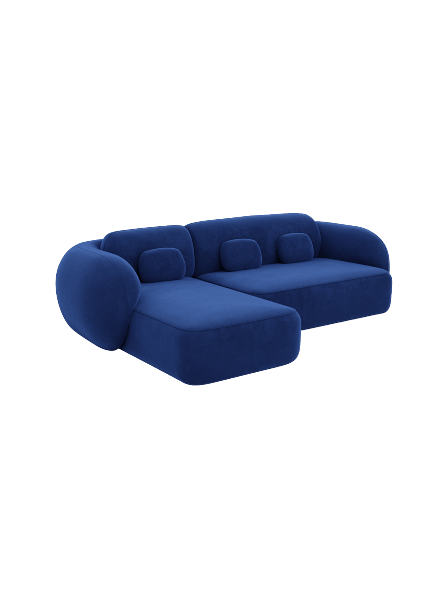 
4-Sitzer Design Ecksofa „Avella“ mit Samtbezug - Samtbezug Königsblau / Eckteil links