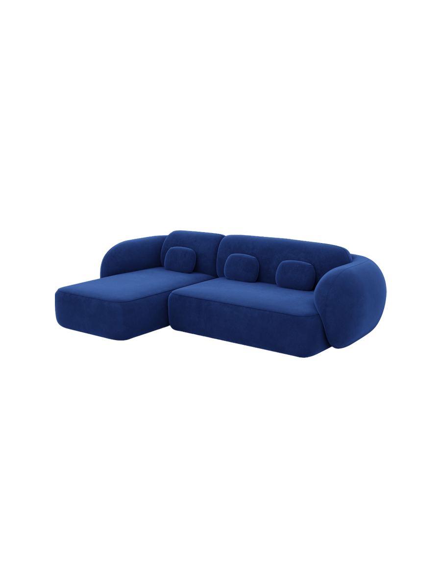 
4-Sitzer Design Ecksofa „Avella“ mit Samtbezug - Samtbezug Königsblau / Eckteil links
