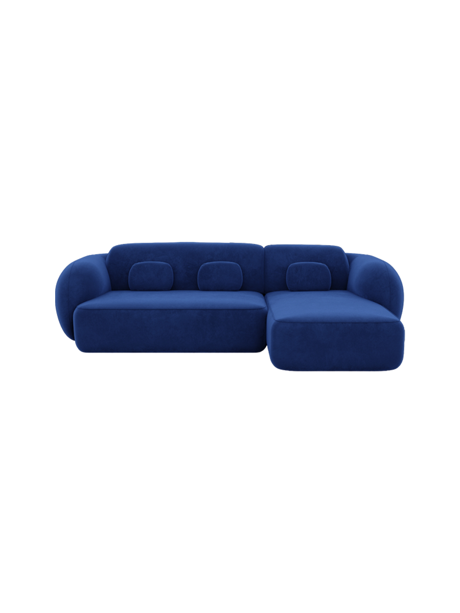 
4-Sitzer Design Ecksofa „Avella“ mit Samtbezug - Samtbezug Königsblau / Eckteil links