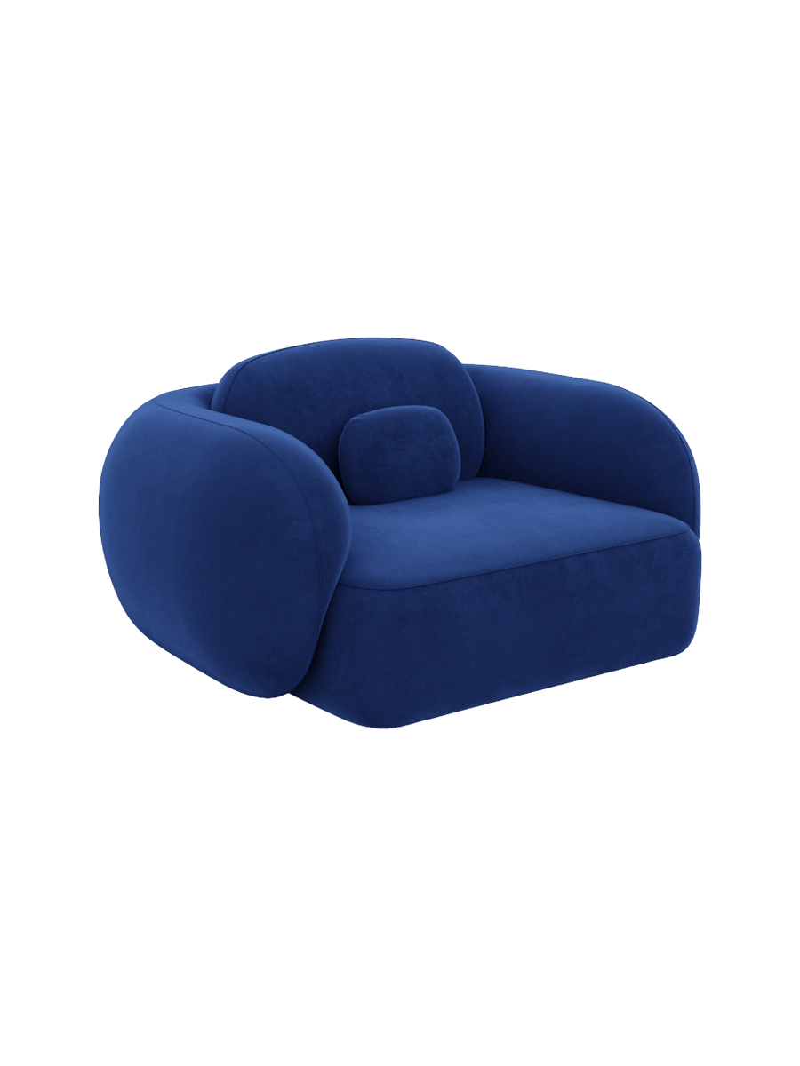 
Design Loungesessel „Avella“ mit Samtbezug - Samtbezug Königsblau