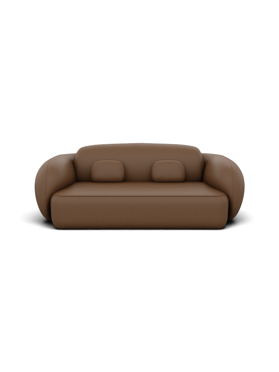 
Divano di design a 2 posti in vera pelle «Avella» - Vera pelle Choco Brown