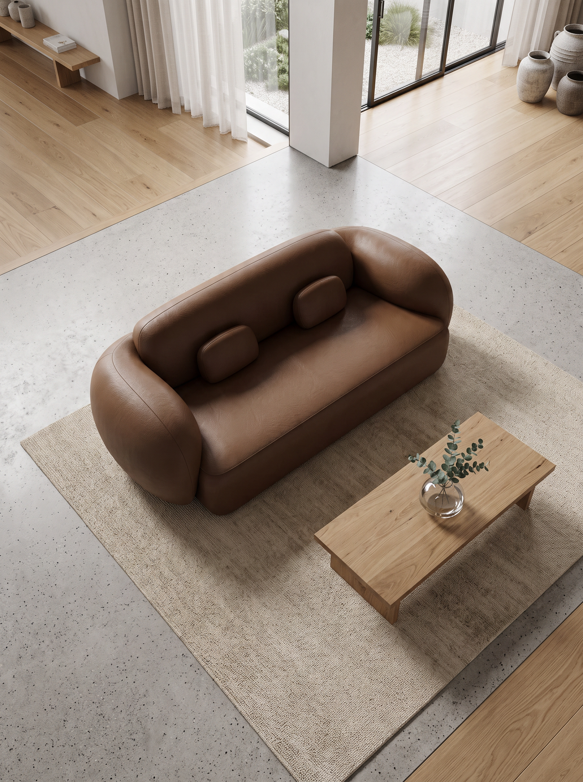 
Divano di design a 2 posti in vera pelle «Avella» - Vera pelle Choco Brown