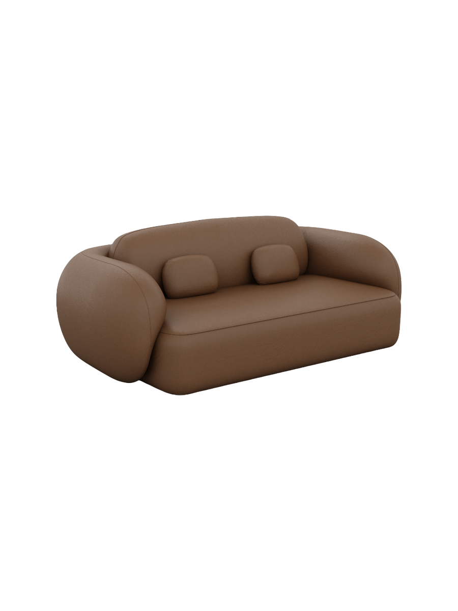 
Divano di design a 2 posti in vera pelle «Avella» - Vera pelle Choco Brown
