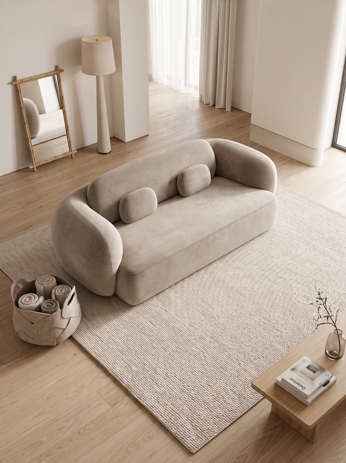 
Divano di design a 2 posti «Avella» con rivestimento in velluto - Rivestimento in velluto Beige scuro