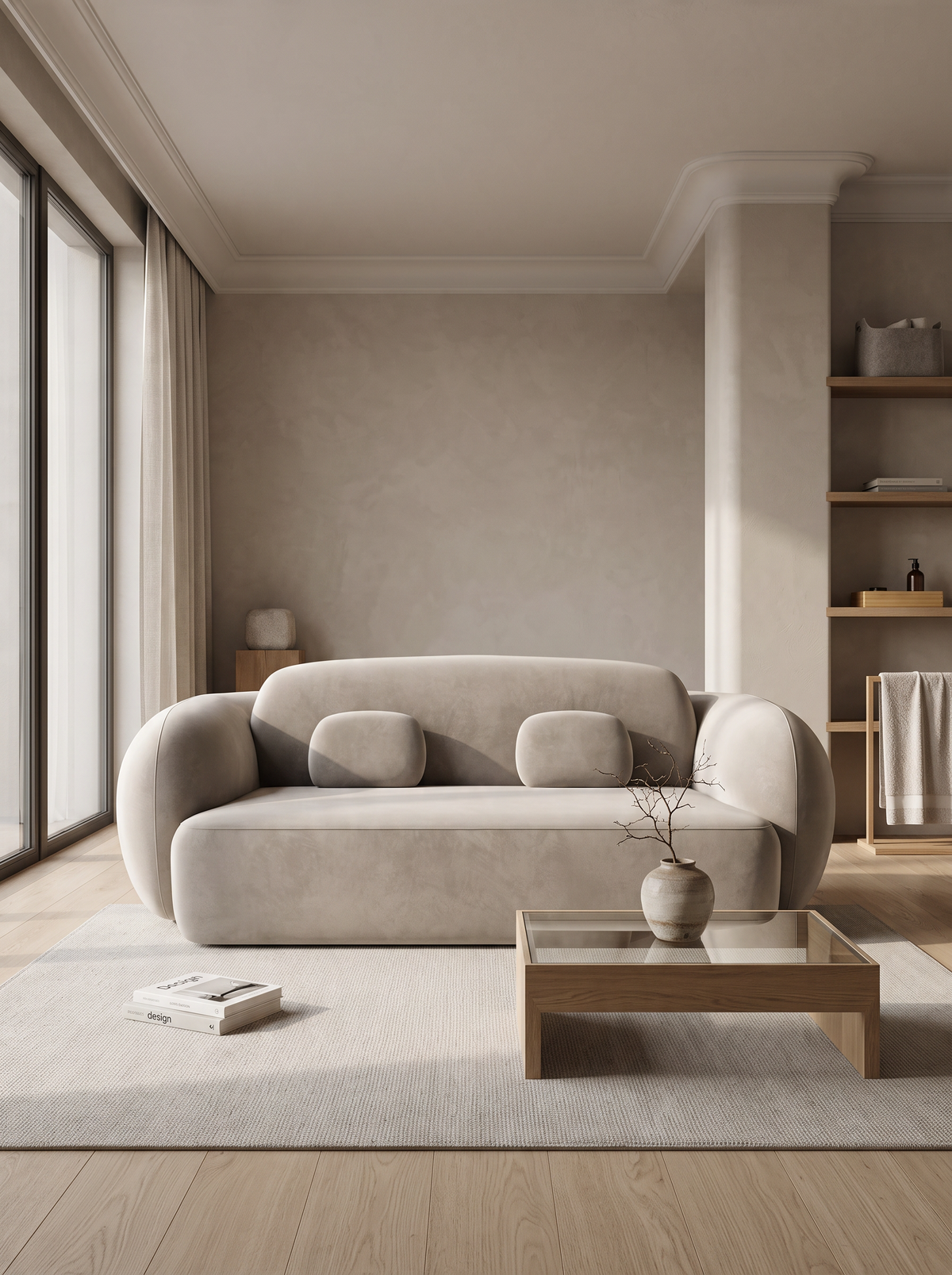 
Divano di design a 2 posti «Avella» con rivestimento in velluto - Rivestimento in velluto Beige scuro