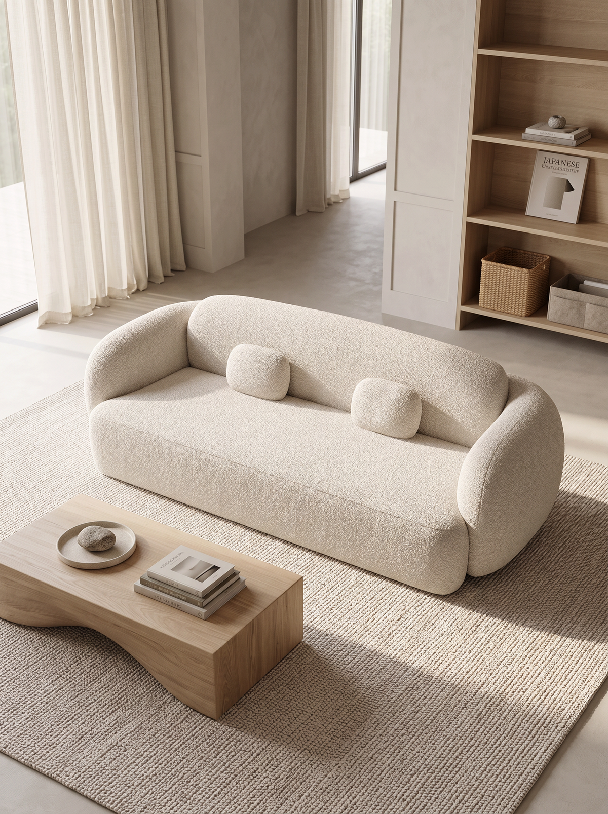 
Canapé design 3 places « Avella » avec revêtement bouclé - Bouclé Toffee