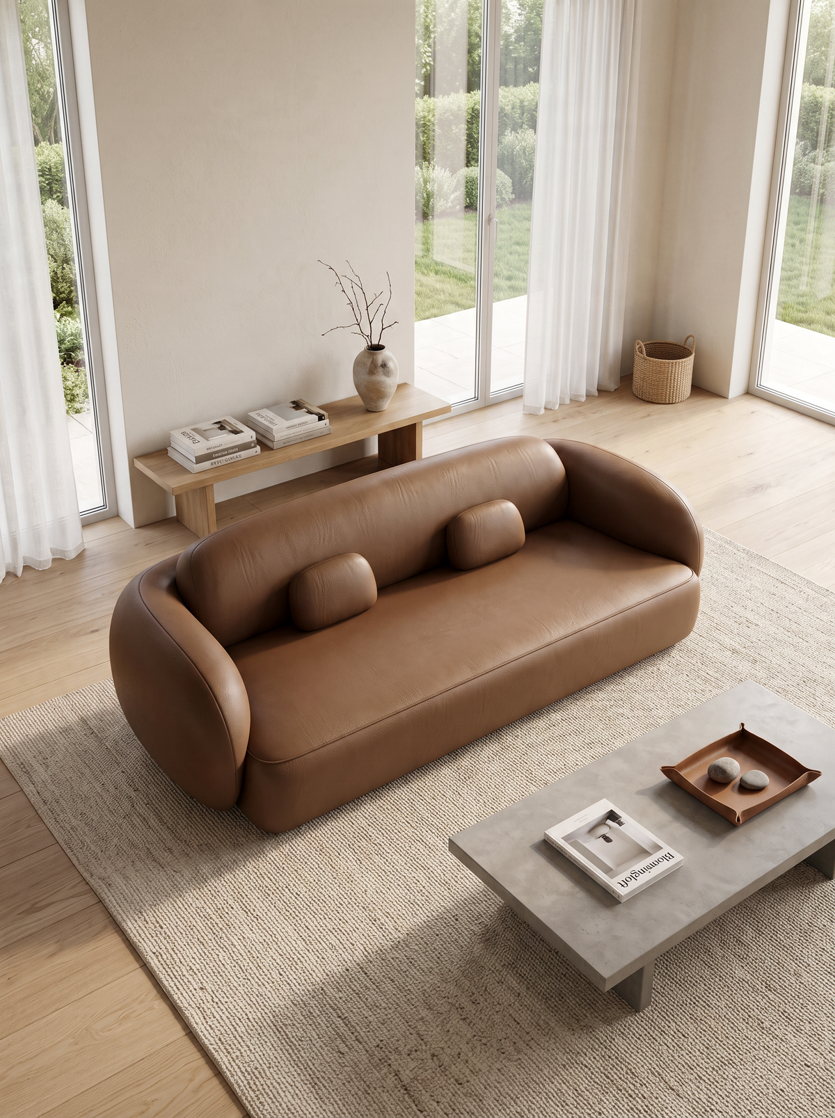 
Divano di design a 3 posti in vera pelle «Avella» - Vera pelle Choco Brown