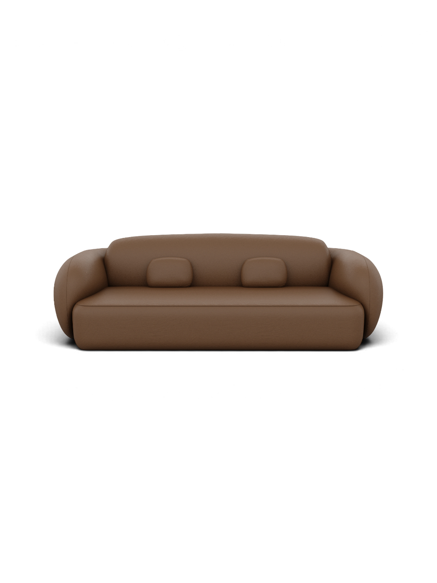 
Divano di design a 3 posti in vera pelle «Avella» - Vera pelle Choco Brown